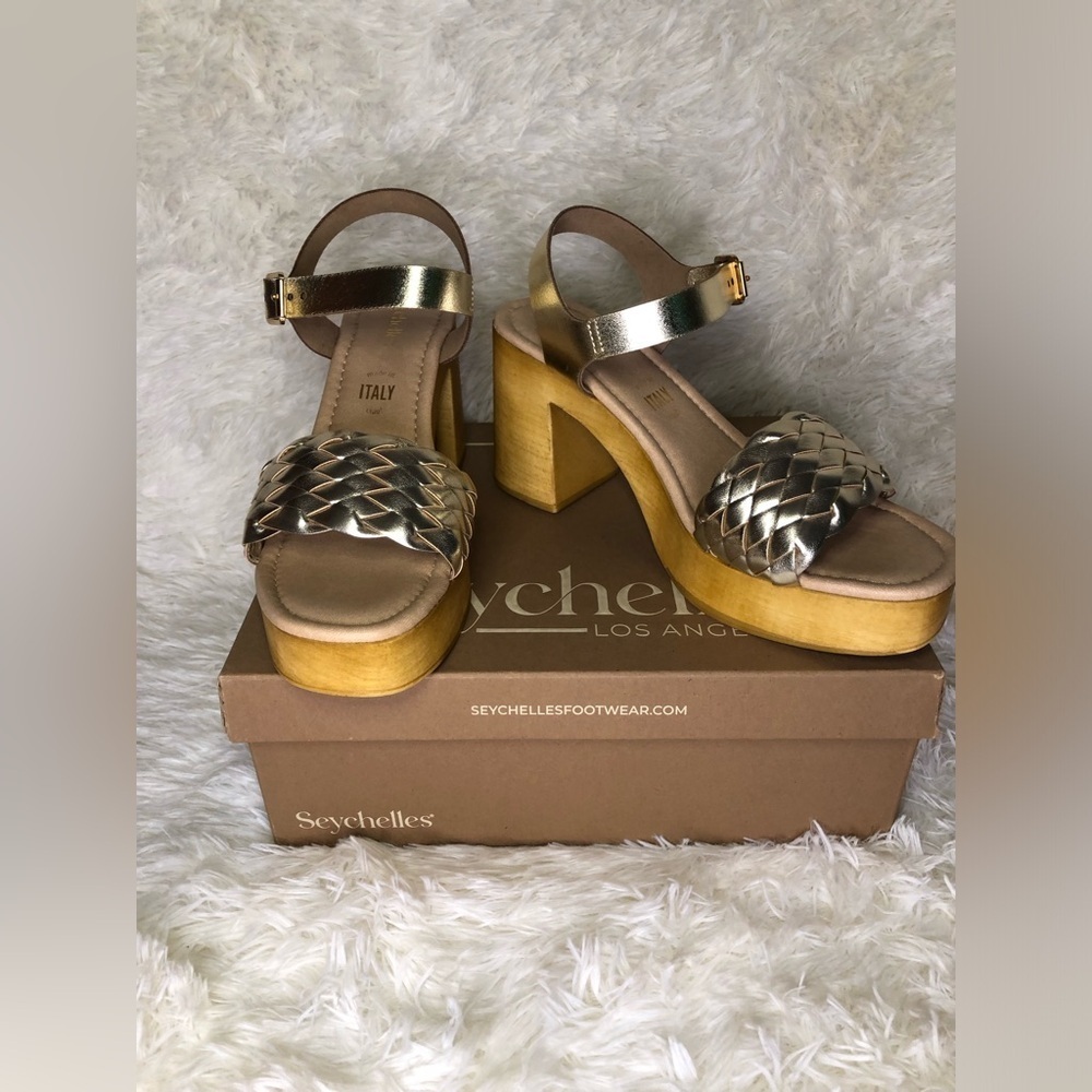 Seychelles Women's Tan and Brown Platform Heels NIB SIZE 9.5 - Picture 5 of 16